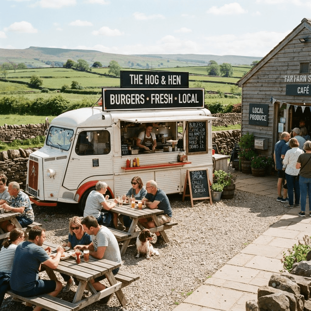 The On The Bun burger van serving at a sunny outdoor pitch
